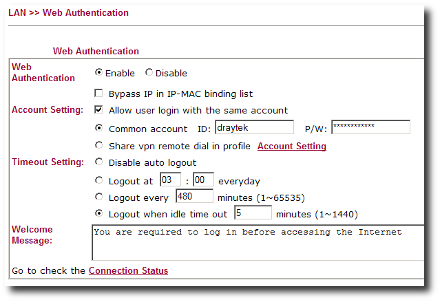 Web Authentication Setup