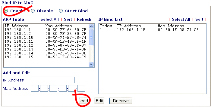 Vigor2800 Bind IP to MAC