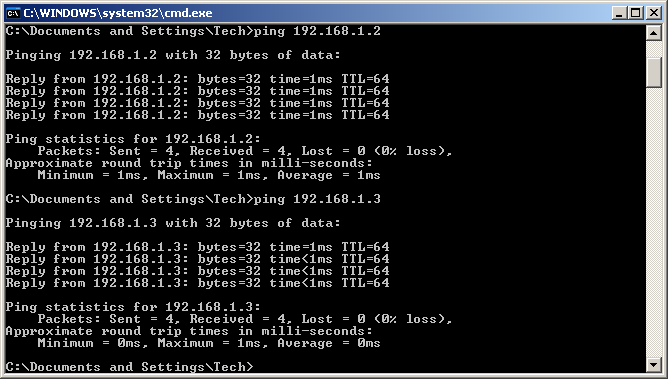 Successful ping