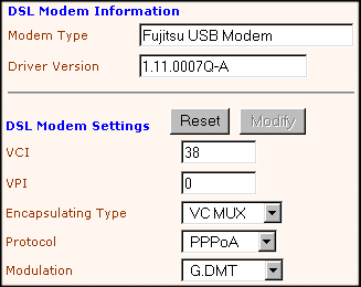 Globespan modem Setup