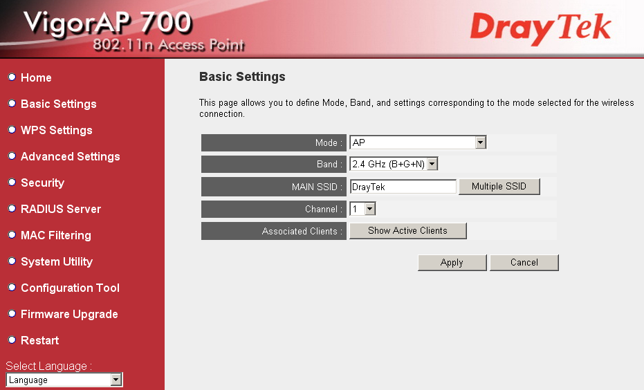 Basic Settings - AP Mode