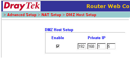 Enable the DMZ