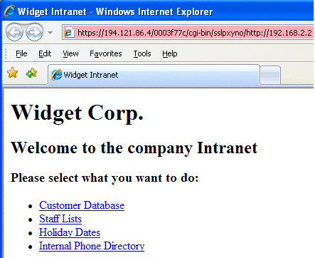 Intranet Example Menu