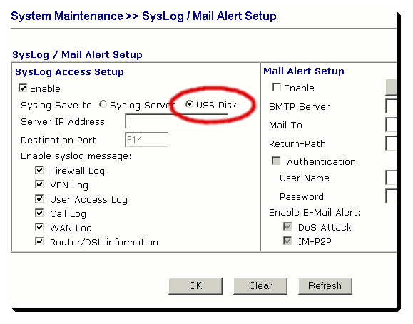Syslog to USB Disk