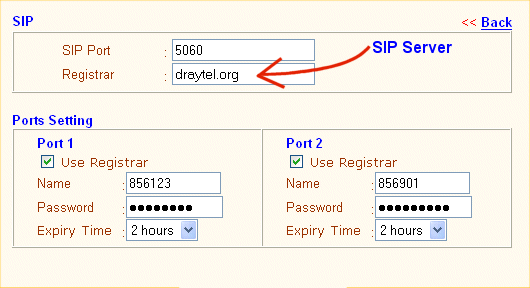 Vigor2600V SIP Setup