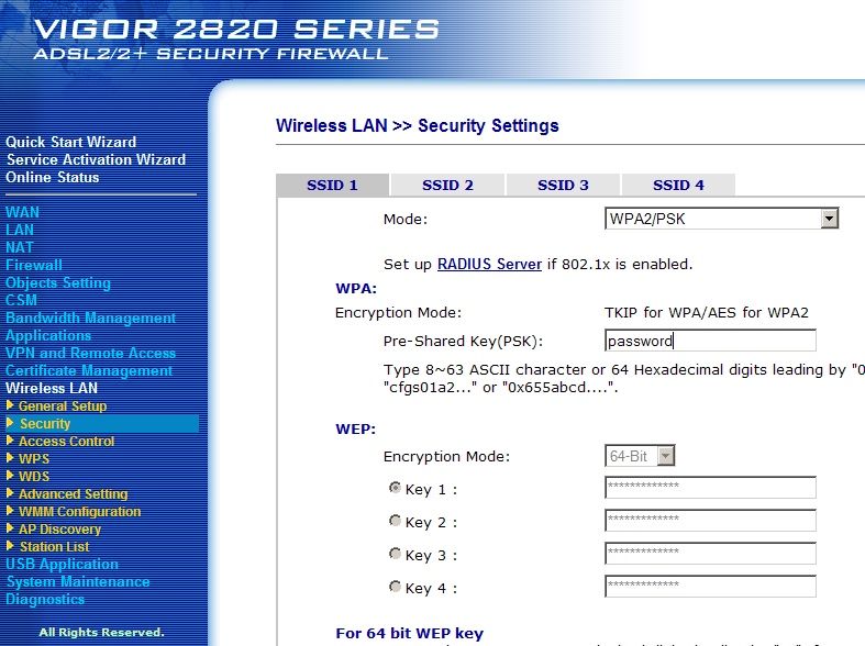 Wireless LAN Security Setup