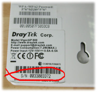 Vigor Router FAQ - Finding your product serial number