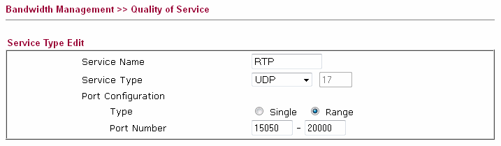 RTP Service Type
