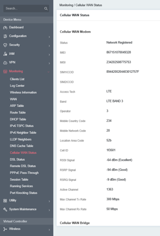 cellular connection status