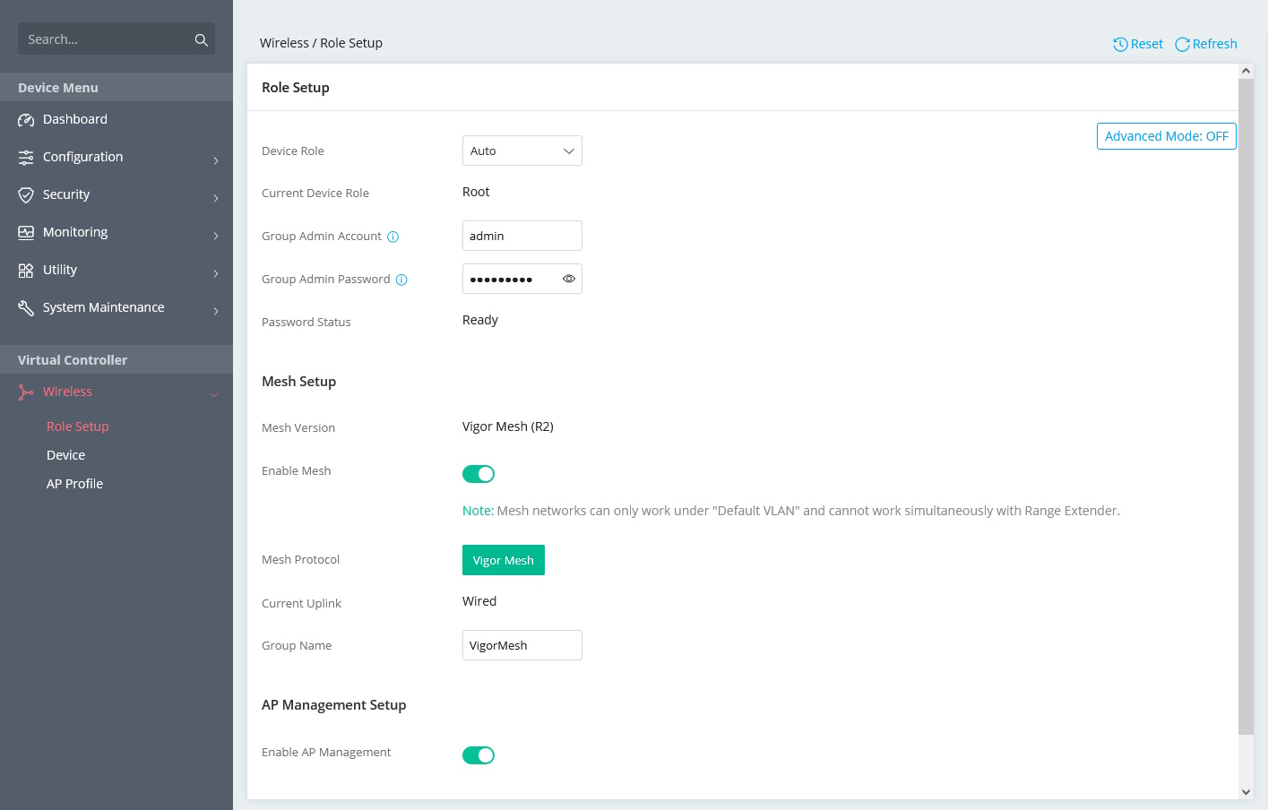 VigorAP central management can manage VigorAPs on the same network